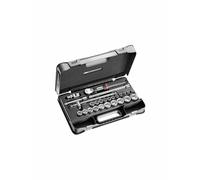 FACOM SXL.161-4P6 Coffret de douilles 12 Pans métriques Cliquet à manche Extensible, Noir/Gris, 1/2", Set de 26 Pièces