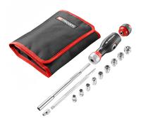 FACOM Composition de Tournevis 3 en 1 Protwist Multilames à Double Cliquet avec Composition de Douilles 1/4"-Manche Ergonomique Bi-Matière -Cliquet 45 Dents de Grande Qualité - 12 Pièces - ATCL.3.12PB