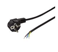 Faconet® Câble d'alimentation - Fiche de contact de protection 90° vers extrémité ouverte - 1,5 m - 3 x 0,75 mm - 250 V - 10 A - Schuko CEE 7/7 - Noir