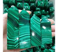 FACSER Cristal naturel brut Pierre précieuse naturelle Malachite naturelle Points de cristal Malakite Quartz Minéraux Obélisque Prisme Décoration spirituelle Bijoux (Taille : 60-90g par pièce)