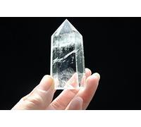 FACSER Cristal Naturel Brut Rutiles Bleu Clair Naturel Rare 6 Faces Cristal Pointe Quartz 2,40 Pouces Reiki Spirituel