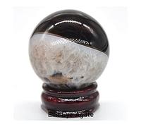 FACSER Cristal naturel rugueux 40mm Pierres précieuses sphériques Décoration de la Maison Reiki Wicca Pierres Naturelles Massage Boule Polie Cadeau (Color : Agate Mauve Eye)