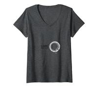 Facteur d'entretien : Graphique Circulaire Minimaliste Moderne T-Shirt avec Col en V, Femme, Chiné Foncé, L