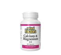Facteurs naturels Calcium & Magnésium 2:1 Plus Vitamine D3 (90 capsules)