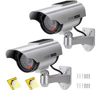 Factice Caméra Surveillance à l'énergie Solaire Appareil-Photo de dôme de télévision en Circuit fermé de sécurité avec la lumière Clignotante de LED pour extérieur Maison Affaires (2 Paquet)