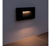 FactorLED Applique LED extérieure, 3 W (30 W), balise noire pour escaliers et chemins, surface murale, IP65 étanche, lumières de passage (lumière naturelle, rectangulaire)