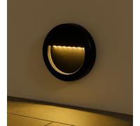 FactorLED Applique LED extérieure, 3 W (30 W), balise noire pour escaliers et chemins, surface murale, IP65 étanche, lumières de passage (lumière chaude, circulaire)