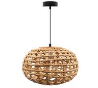 FactorLED KOLDING Lampe suspendue en osier, culot E27, abat-jour en osier naturel nordique, hauteur réglable, lumière décorative vintage, pour plafonds de salle à manger, chambre à coucher, cuisine et