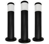 FactorLED Lot de 3 balises de jardin extérieur LED 57 cm cylindriques, 9 W, 900 lm, Borne pour chemins, inoxydable, IP65, étanche, noir, 5CCT lumière sélectionnable (circulaire, 3)
