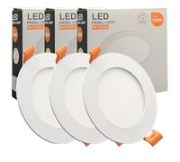 FactorLED Pack x3 Spot LED Techo Encastrable Circulaire Slim 12cm 10W (100W), Panneau Rond Encastré, Plaque Extra-plate, Lumière Sélectionnable 2700K-4000K-5700K (CCT) (3, Ø120mm)