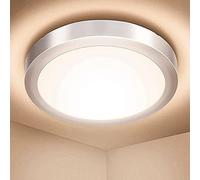 FactorLED Plafonnier LED en saillie 15W Osram, plafonnier et applique ronde, cadre argenté, sélection de la lumière chaude, naturelle ou froide depuis son interrupteur (3000K-4000K-6000K)
