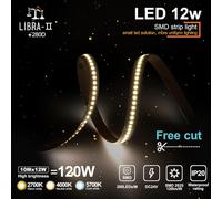 FactorLED Ruban LED 24V 10M 120W (12W/m), 14400Lm, 280 LED/m, IP20, Cut free, Pour cuisine, salon, chambre ou plafond, Lumière froide (5700K)