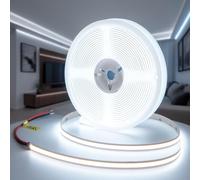 FactorLED Ruban LED COB 24V 5M 60W (12W/m), Dimmable, Haute luminosité, 6000Lm, Linéaires haute densité, 320 LED/m, IP20 Intérieur, Lumière naturelle (4000K)