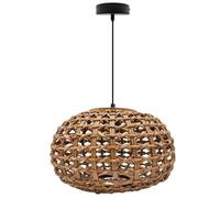 FACTORLED Suspension en osier, culot E27, abat-jour en osier naturel nordique, hauteur réglable, lumière décorative vintage, pour plafonds de salle à manger, chambre à coucher, cuisine et salon