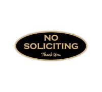 Factory Crafts USA | Panneau « No Soliciting » | Panneau extérieur durable | 17,8 x 7,1 cm Noir avec lettres dorées | Panneau de porte | Encre PVC durable résistante aux intempéries | Fabriqué aux
