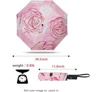 Factory Direct Automatic Windproof Travel Umbrella Cost-Effective Umbrella,Pink Roses.,Pink Roses