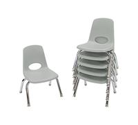 Factory Direct Partners 10356-LG Lot de 6 chaises d'école empilables avec pieds en acier chromé et patins pivotants en nylon pour apprentissage à domicile ou salle de classe Gris clair 25,4 cm