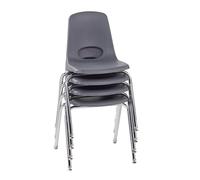 Factory Direct Partners FDP 10384-GY Lot de 4 chaises d'école empilables de 45,7 cm avec pieds en acier chromé et patins pivotants en nylon ; pour l'apprentissage à domicile, en classe ou au bureau