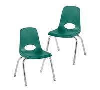 Factory Direct Partners FDP 13048-GN Lot de 2 chaises d'école empilables de 35,6 cm avec Pieds en Acier chromé et glissières pivotantes, pour Salle de Classe, école à la Maison ou Espace