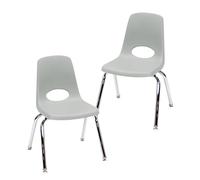 Factory Direct Partners FDP 13048-LG Lot de 2 chaises d'école empilables de 35,6 cm avec Pieds en Acier chromé et glissières pivotantes, pour Salle de Classe, école à la Maison ou Espace