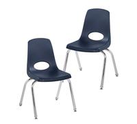 Factory Direct Partners FDP 13048-NV Lot de 2 chaises d'école empilables de 35,6 cm avec Pieds en Acier chromé et glissières pivotantes, pour Salle de Classe, école à la Maison ou Espace