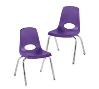 Factory Direct Partners FDP 13048-PU Lot de 2 chaises d'école empilables de 35,6 cm avec Pieds en Acier chromé et glissières pivotantes, pour Salle de Classe, école à la Maison ou Espace