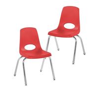 Factory Direct Partners FDP 13048-RD Lot de 2 chaises d'école empilables de 35,6 cm avec Pieds en Acier chromé et glissières pivotantes, pour Salle de Classe, école à la Maison ou Espace