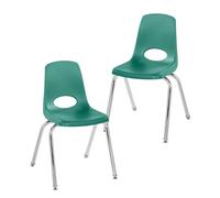 Factory Direct Partners FDP 13049-GN Lot de 2 chaises d'école empilables de 40,6 cm avec Pieds en Acier chromé et glissières pivotantes, pour Salle de Classe, école à la Maison ou Bureau - Vert