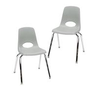 Factory Direct Partners FDP 13049-LG Lot de 2 chaises d'école empilables de 40,6 cm avec Pieds en Acier chromé et glissières pivotantes, pour Salle de Classe, école à la Maison ou Bureau - Gris Clair