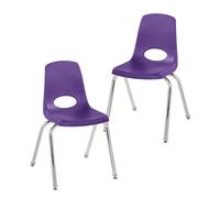 Factory Direct Partners FDP 13049-PU Lot de 2 chaises d'école empilables de 40,6 cm avec Pieds en Acier chromé et glissières pivotantes, pour Salle de Classe, école à la Maison ou Bureau - Violet