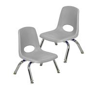 Factory Direct Partners FDP 15408-LG Lot de 2 chaises d'école empilables de 20,3 cm avec Pieds en Acier chromé et glissières pivotantes, pour garderie, préscolaire et école à la Maison - Gris Clair
