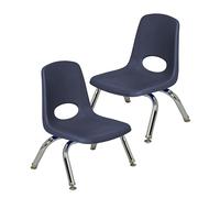 Factory Direct Partners FDP 15408-NV Lot de 2 chaises d'école empilables de 20,3 cm avec Pieds en Acier chromé et glissières pivotantes, pour garderie, préscolaire et école à Domicile - Bleu Marine