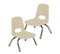Factory Direct Partners FDP 15408-SD Lot de 2 chaises d'école empilables de 20,3 cm avec Pieds en Acier chromé et glissières pivotantes, pour garderie, préscolaire et école à Domicile - Sable