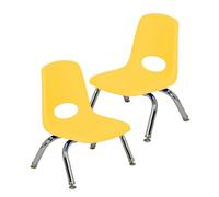 Factory Direct Partners FDP 15408-YE Lot de 2 chaises d'école empilables de 20,3 cm avec Pieds en Acier chromé et Patins pivotants pour garderie, préscolaire et école à Domicile - Jaune