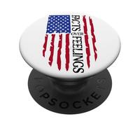 Facts Over Feelings Flag Sign USA God Family Country Freedom PopSockets PopGrip Adhésif