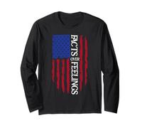 Facts Over Feelings Sign USA Flag God Family Country Freedom Manche Longue