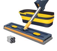 FACULX Balai de nettoyage en microfibre pour le nettoyage du sol, tête rotative à 360 degrés, idéal pour le bois dur, le stratifié, le carrelage et les sols en pierre, lavable et réutilisable (seau