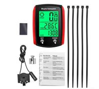 FACULX Compteur de vitesse filaire - Compteur de vitesse étanche - Ordinateur de vélo - Matériau ABS - Convient à la plupart des vélos (rouge)