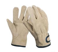 FACULX Gants de barbecue, gants de camping anti-brûlure, gants de four, gants de grill, gants de cuisson à deux couches en cuir de vache pour le camping, la cuisson, le barbecue (jaune)