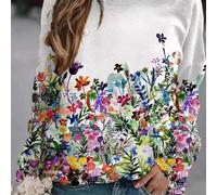 FACULX Haut pour Femme Manches Longues 3D Fleurs Col Rond Haut pour | 3D fleurs, manches longues, col rond, style décontracté, idéal vacances club