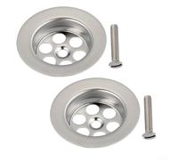 FACULX Lot de 2 bondes de baignoire en acier inoxydable avec vis, 70 mm - Argenté - Kit de remplacement pour bonde d'évier de salle de bain