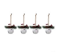 FACULX Lot de 4 cloches de Noël festives en acier inoxydable à suspendre pour arbres, couronnes et centres de table de vacances (4)
