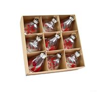 FACULX Lot de 9 boules de Noël incassables avec 3 motifs pour décoration de sapin de Noël, maison, bureau et fête de vacances (rouge)