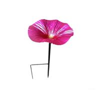 FACULX Mangeoire à oiseaux et bain en forme de fleur pour abeilles et oiseaux, décoration de jardin en fer imperméable avec piquet pour soins de la faune en plein air (rose rouge)