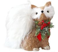 FACULX Ornements de sapin de Noël avec renard, écureuil, renne dans un style herbe tissée à la main pour décoration de fenêtre de maison de vacances (A)