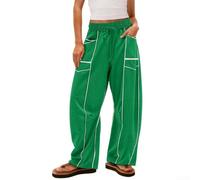 FACULX Pantalon Ample en Polyester Rayures Style Décontracté | Taille élastique modérée, de serrage, coupe ample, tissu léger, confort toute la journée