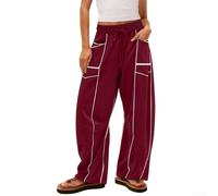 FACULX Pantalon Ample en Polyester Rayures Style Décontracté | Taille élastique modérée, de serrage, coupe ample, tissu léger, confort toute la journée