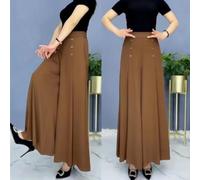FACULX Pantalon Palazzo taille haute pour femme | Jupe-culotte d'été fine et ample décontractée avec bande élastique couleur unie pour femmes et filles