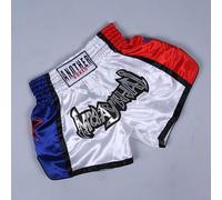 FACULX Short de boxe Muay Thai, taille ajustable, unisex, short de boxe Muay Thai, respirant, MMA, Kickboxing, lutte, Anotherboxer, blanc, XS