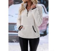 FACULX Sweat à capuche zippé en polaire épissé pour femme Coupe ample | Mélange acrylique de qualité supérieure, tissu légèrement extensible, options de couleur unie, coutures durables